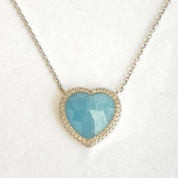 QVC Blue Heart Necklace with Silver Chain - Picture 4 of 9